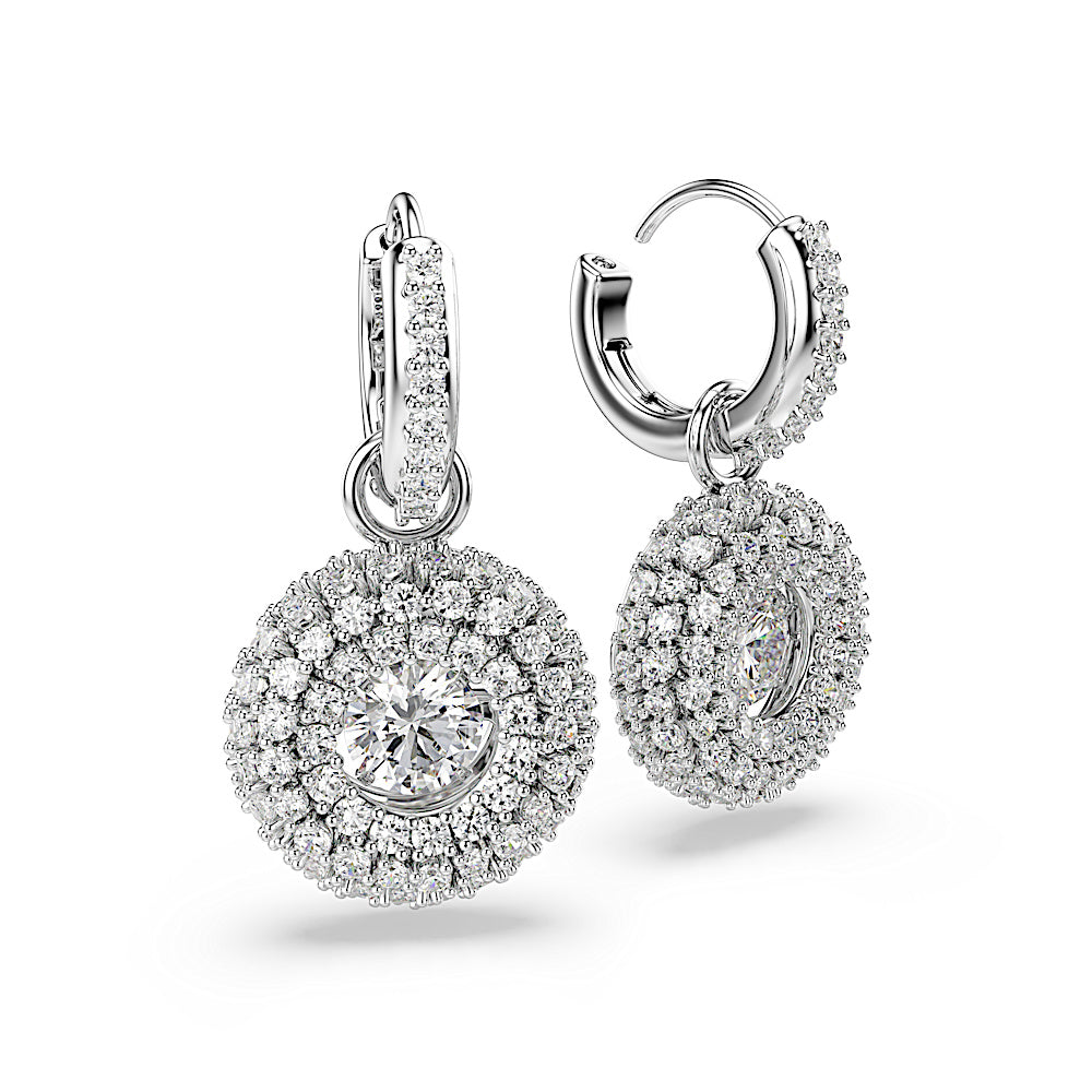 Pendientes Sublima, Talla redonda, Blancos, Baño de rodio