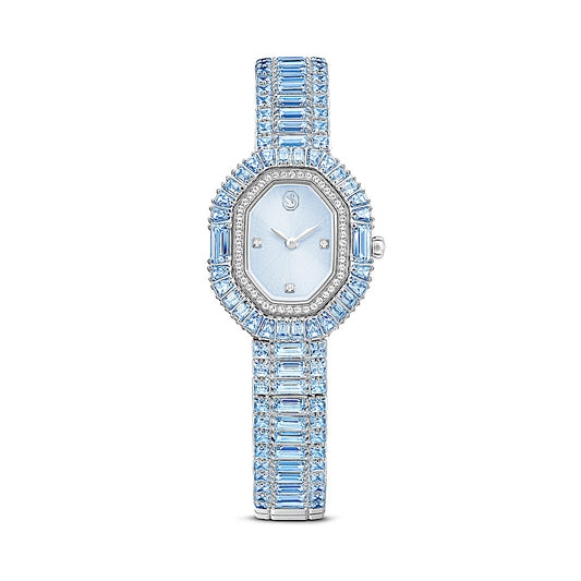 Reloj Matrix octagon, Talla baguette, Brazalete de metal, Azul, Acero inoxidable