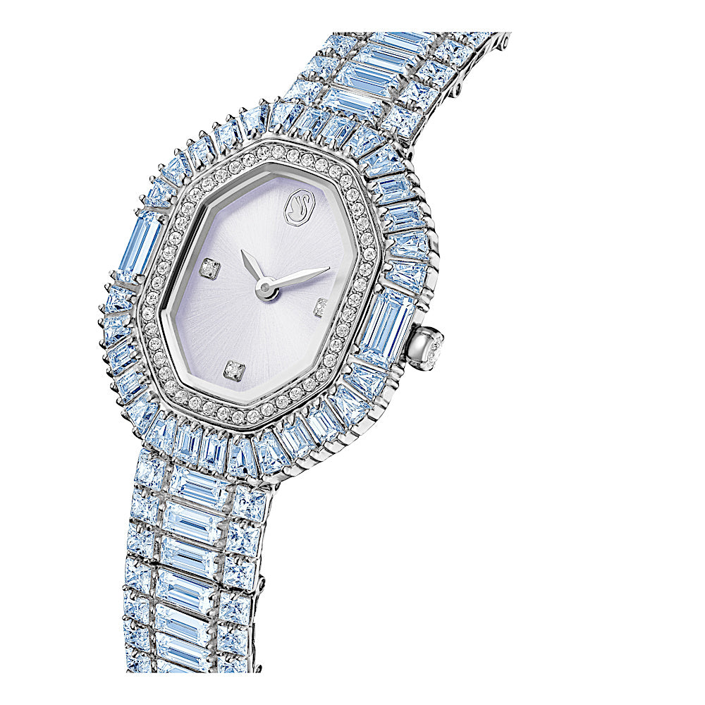 Reloj Matrix octagon, Talla baguette, Brazalete de metal, Azul, Acero inoxidable
