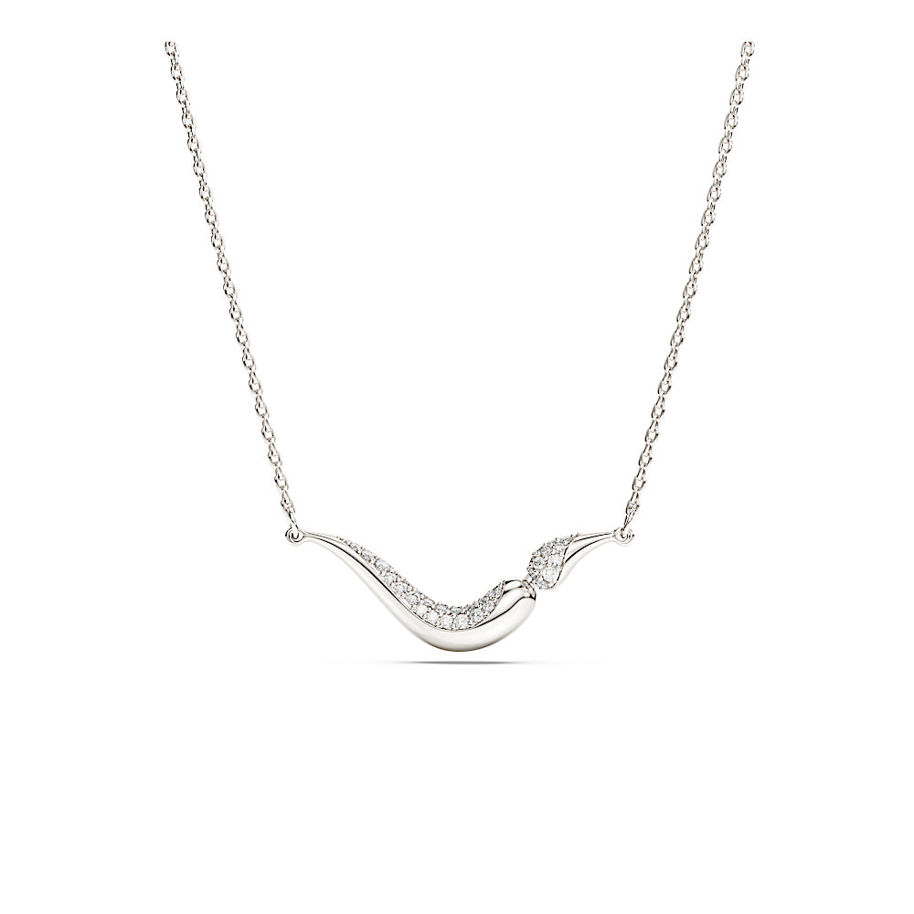 Collar Classica, Talla redonda, Blanco, Plata de ley