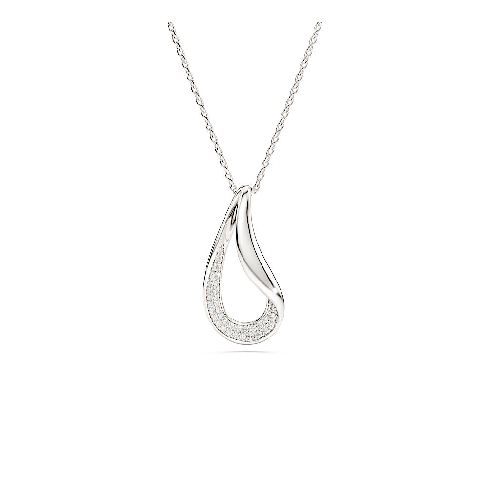 Colgante Classica, Talla redonda, Largo, Blanco, Plata de ley