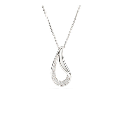 Colgante Classica, Talla redonda, Largo, Blanco, Plata de ley