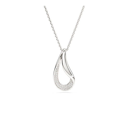 Colgante Classica, Talla redonda, Largo, Blanco, Plata de ley