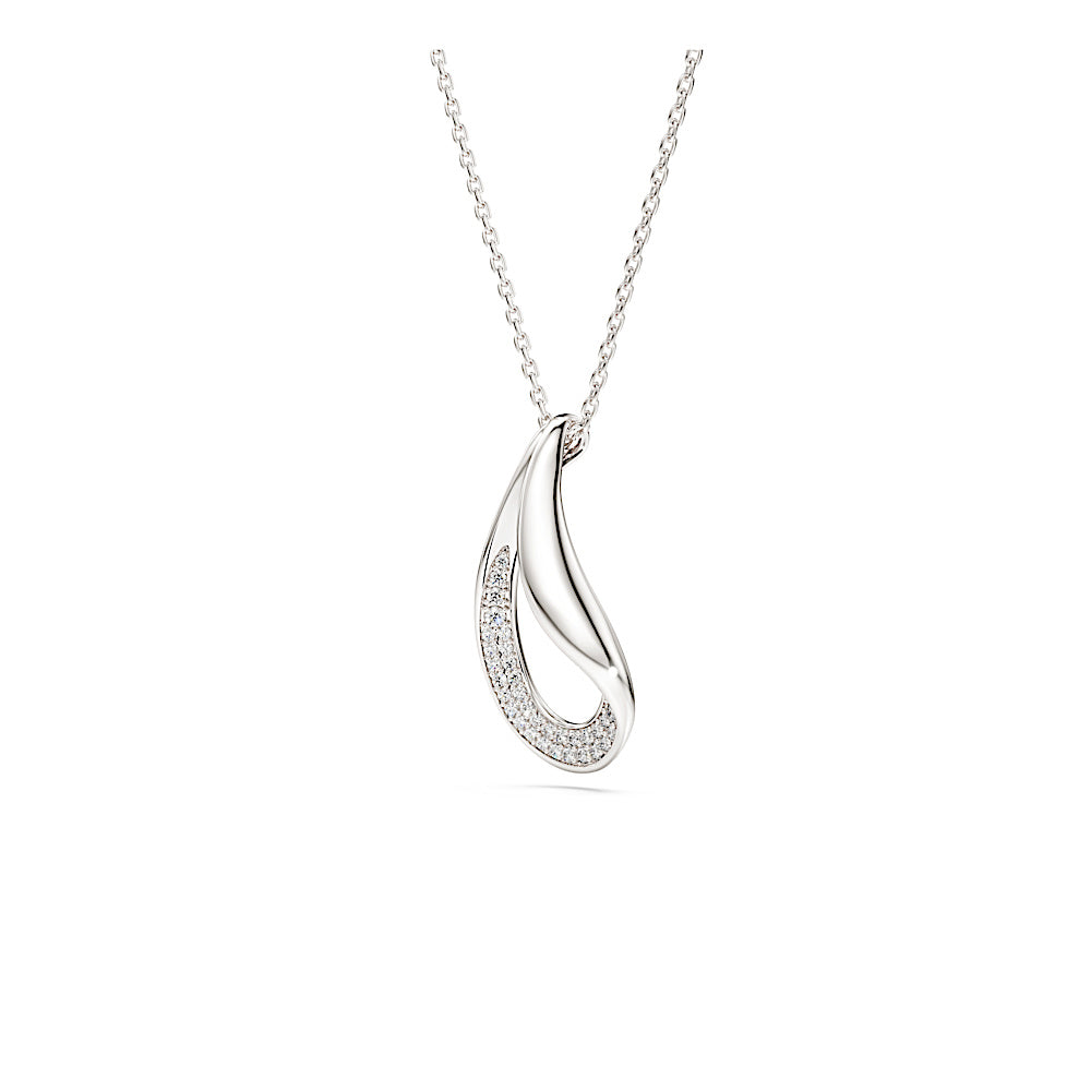 Colgante Classica, Talla redonda, Largo, Blanco, Plata de ley