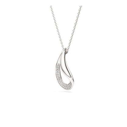 Colgante Classica, Talla redonda, Largo, Blanco, Plata de ley