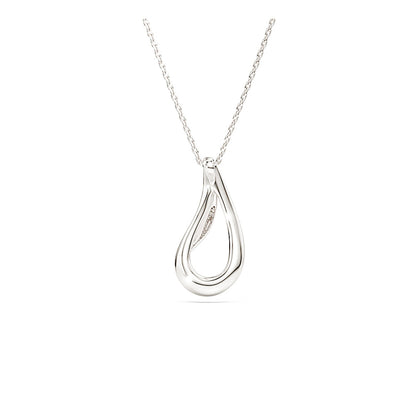 Colgante Classica, Talla redonda, Largo, Blanco, Plata de ley