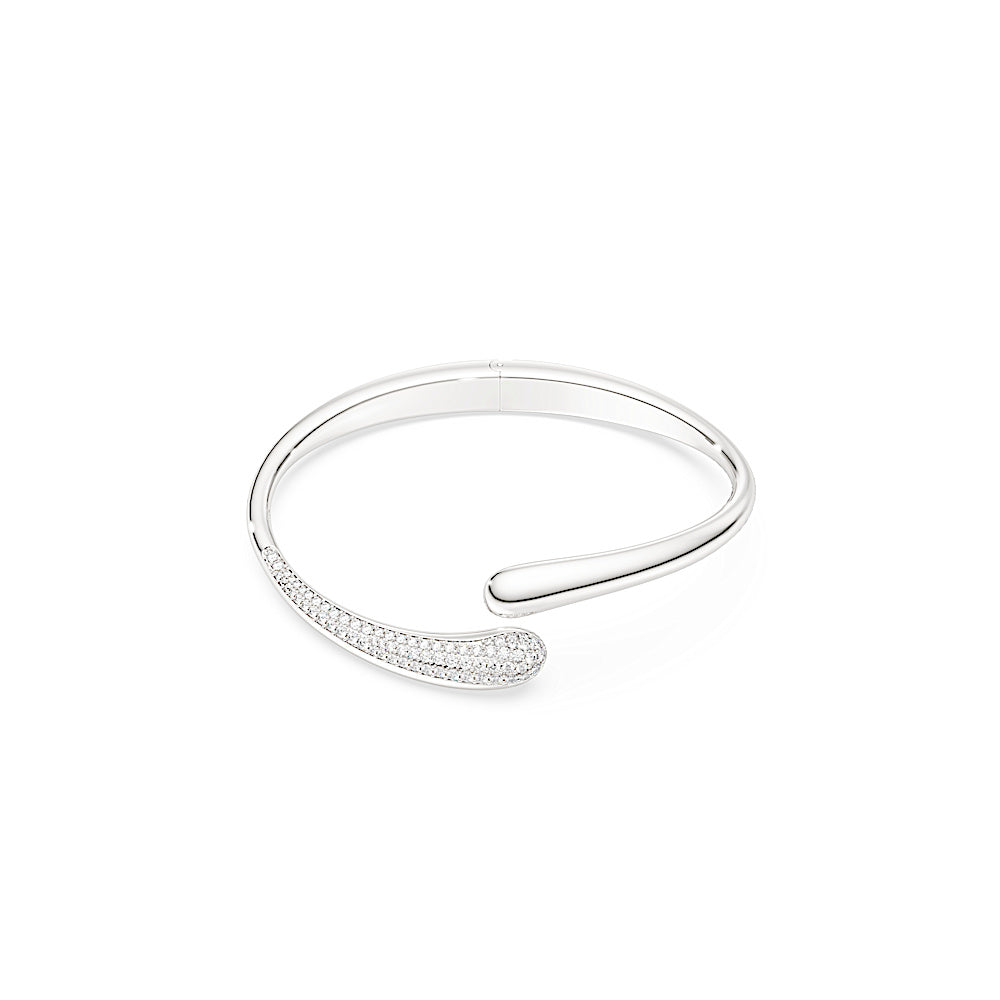 Brazalete Classica, Entrelazado, Talla redonda, Blanco, Plata de ley