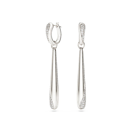 Pendientes de aro y gota Classica, Talla redonda, Blancos, Plata de ley