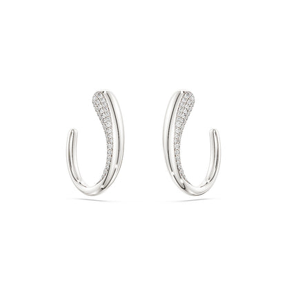 Pendientes de aro Classica, Talla redonda, Blancos, Plata de ley