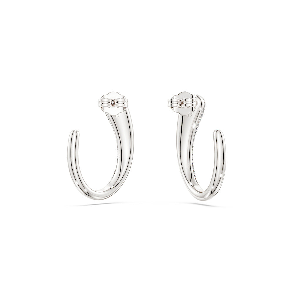 Pendientes de aro Classica, Talla redonda, Blancos, Plata de ley