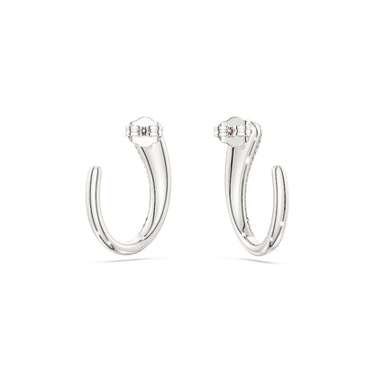 Pendientes de aro Classica, Talla redonda, Blancos, Plata de ley