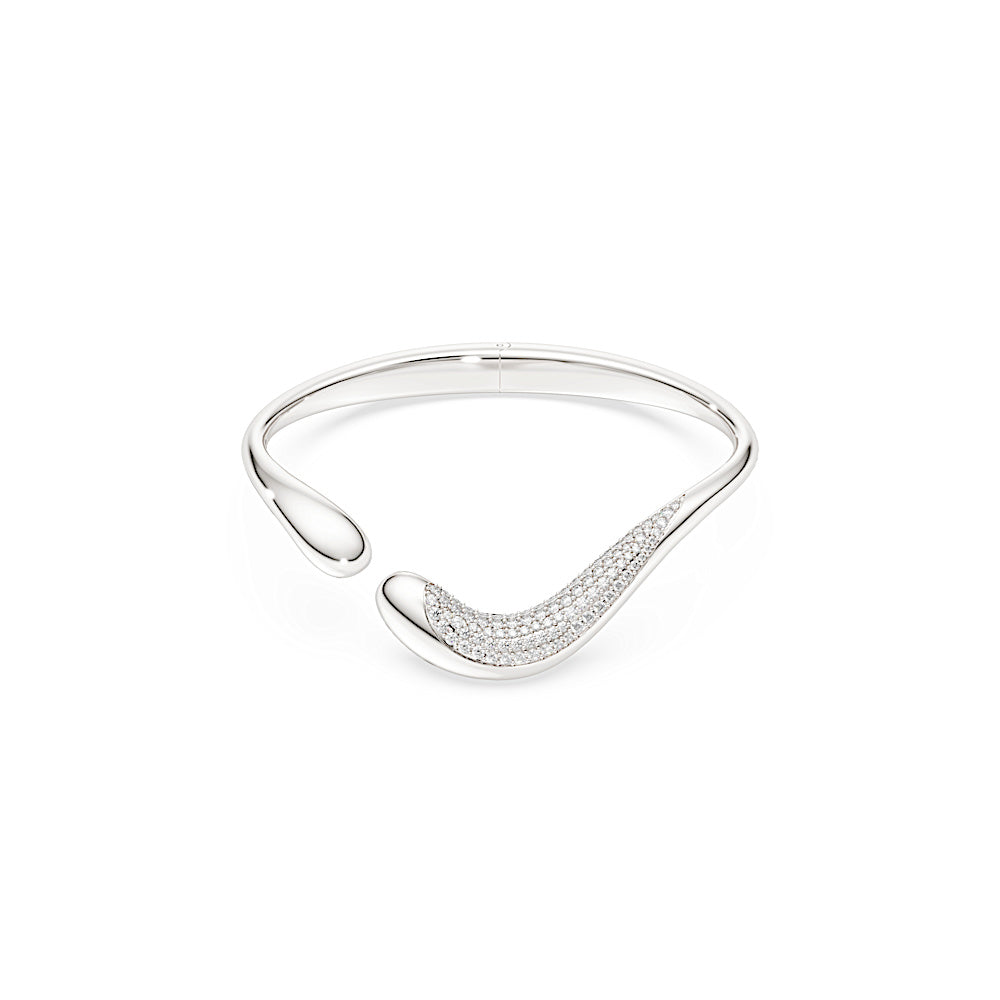 Brazalete Classica, Abierto, Talla redonda, Blanco, Plata de ley
