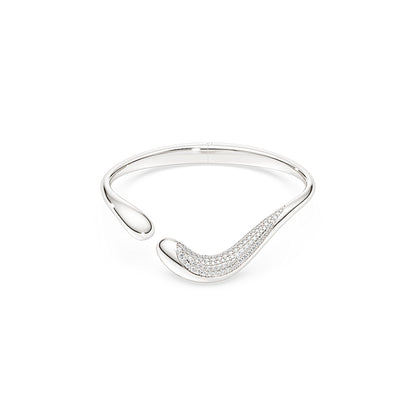 Brazalete Classica, Abierto, Talla redonda, Blanco, Plata de ley