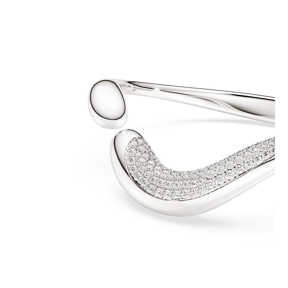Brazalete Classica, Abierto, Talla redonda, Blanco, Plata de ley