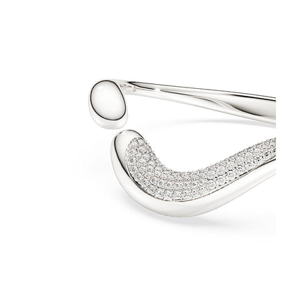 Brazalete Classica, Abierto, Talla redonda, Blanco, Plata de ley