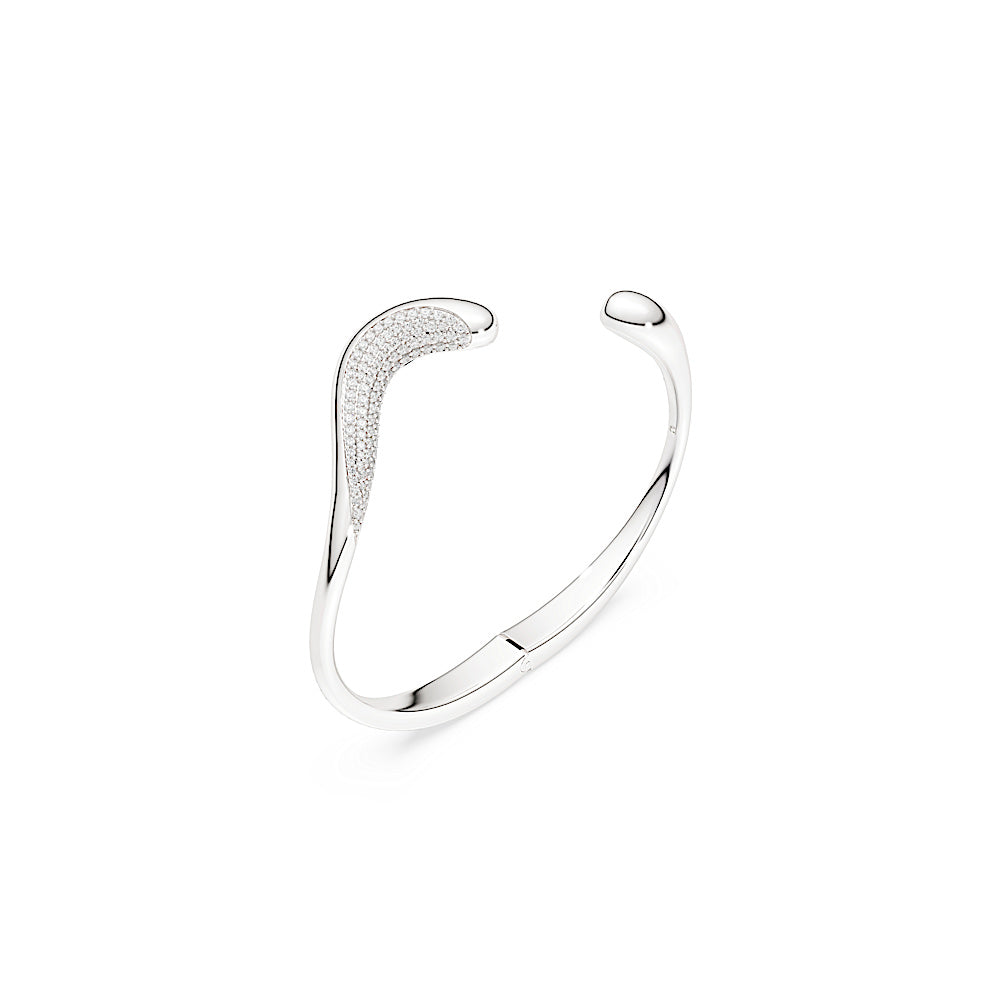 Brazalete Classica, Abierto, Talla redonda, Blanco, Plata de ley