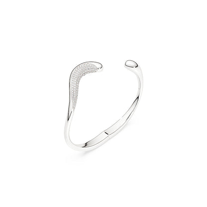 Brazalete Classica, Abierto, Talla redonda, Blanco, Plata de ley