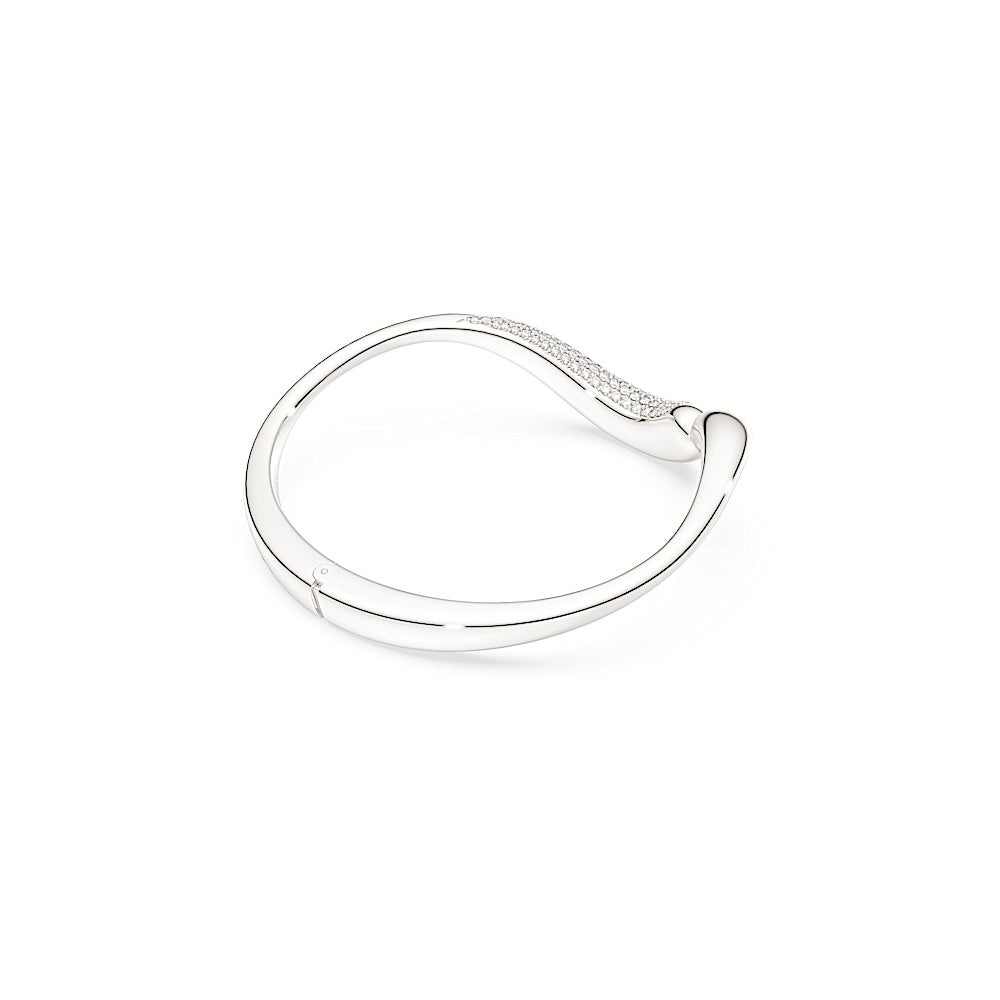 Brazalete Classica, Abierto, Talla redonda, Blanco, Plata de ley