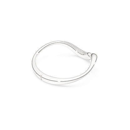 Brazalete Classica, Abierto, Talla redonda, Blanco, Plata de ley
