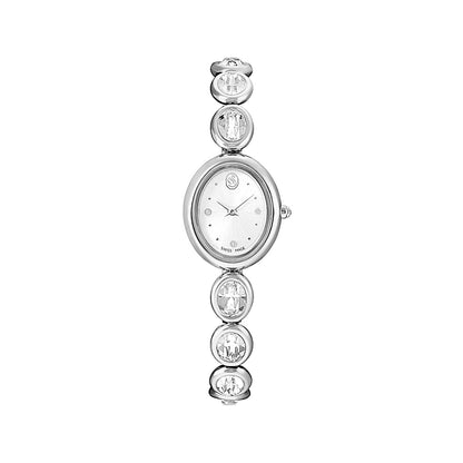 Reloj Imber oval, Fabricado en Suiza, Brazalete de metal, Tono plateado, Acero inoxidable