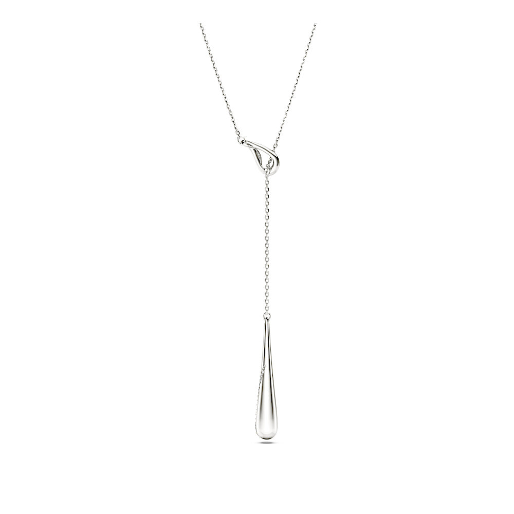 Colgante en Y Classica, Talla redonda, Blanco, Plata de ley