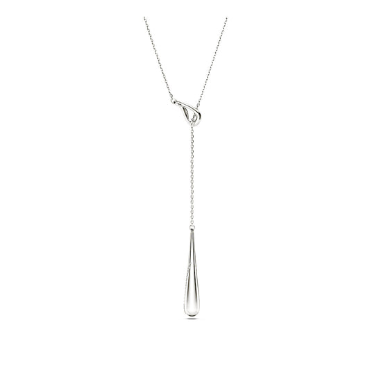 Colgante en Y Classica, Talla redonda, Blanco, Plata de ley