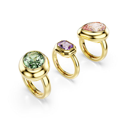 Anillo con motivo Gema, Conjunto (3), Multicolor, Baño tono oro