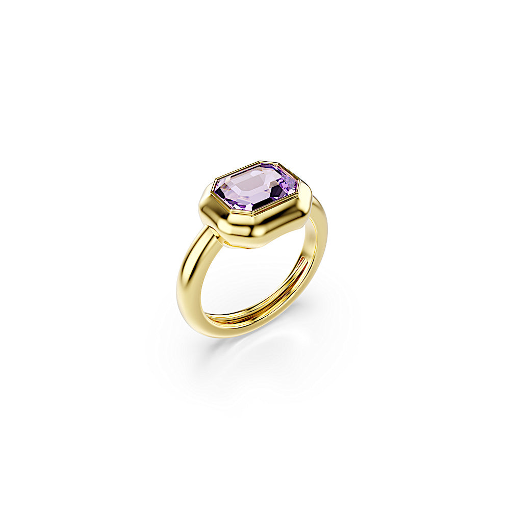 Anillo con motivo Gema, Conjunto (3), Multicolor, Baño tono oro