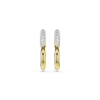 Pendientes Dextera, Talla redonda, Blancos, Combinación de acabados metálicos