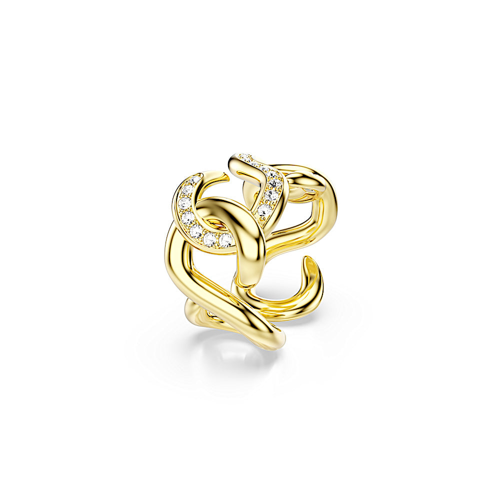 Anillo abierto Dextera, Talla redonda, Blanco, Baño tono oro