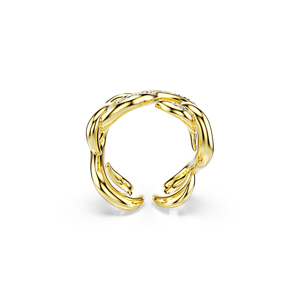 Anillo abierto Dextera, Talla redonda, Blanco, Baño tono oro