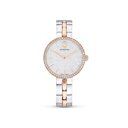 Reloj Cosmopolitan, Fabricado en Suiza, Brazalete de metal, Tono plateado, Combinación de acabados metálicos