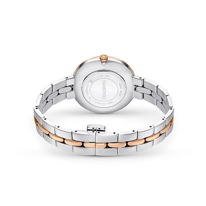 Reloj Cosmopolitan, Fabricado en Suiza, Brazalete de metal, Tono plateado, Combinación de acabados metálicos