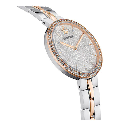 Reloj Cosmopolitan, Fabricado en Suiza, Brazalete de metal, Tono plateado, Combinación de acabados metálicos