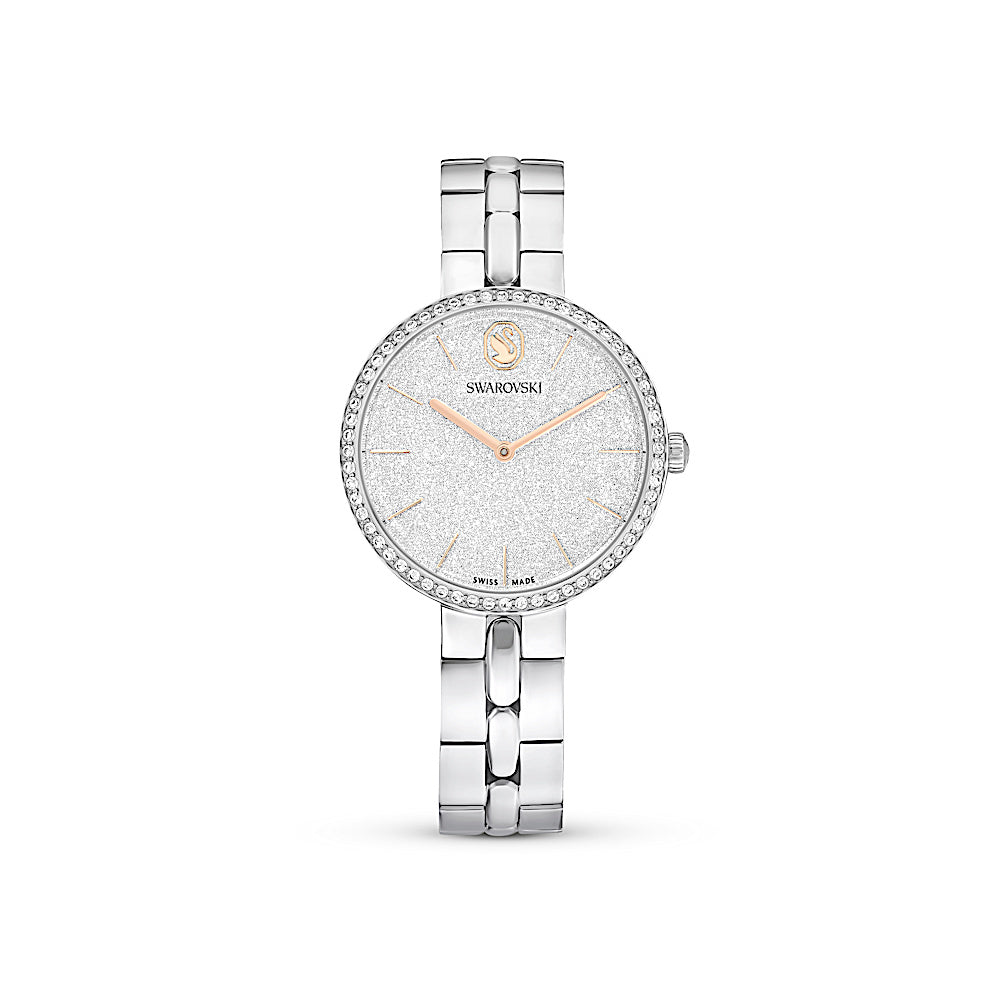 Reloj Cosmopolitan, Fabricado en Suiza, Brazalete de metal, Tono plateado, Acero inoxidable