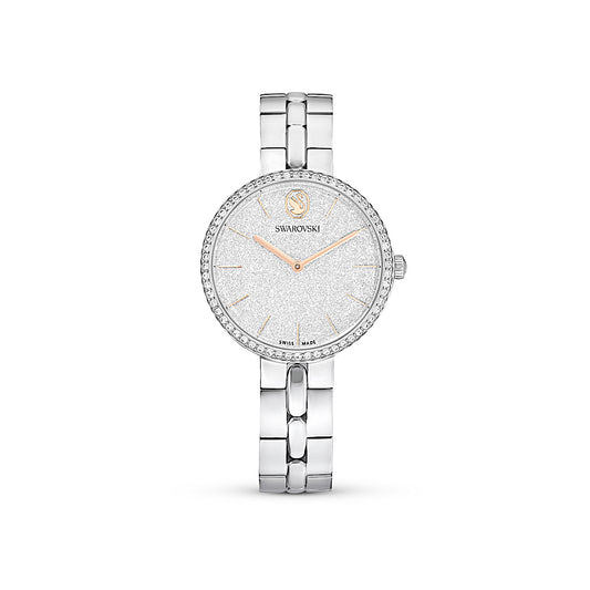 Reloj Cosmopolitan, Fabricado en Suiza, Brazalete de metal, Tono plateado, Acero inoxidable