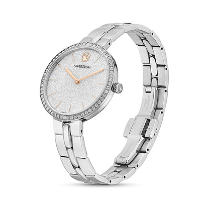 Reloj Cosmopolitan, Fabricado en Suiza, Brazalete de metal, Tono plateado, Acero inoxidable
