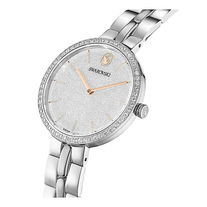 Reloj Cosmopolitan, Fabricado en Suiza, Brazalete de metal, Tono plateado, Acero inoxidable