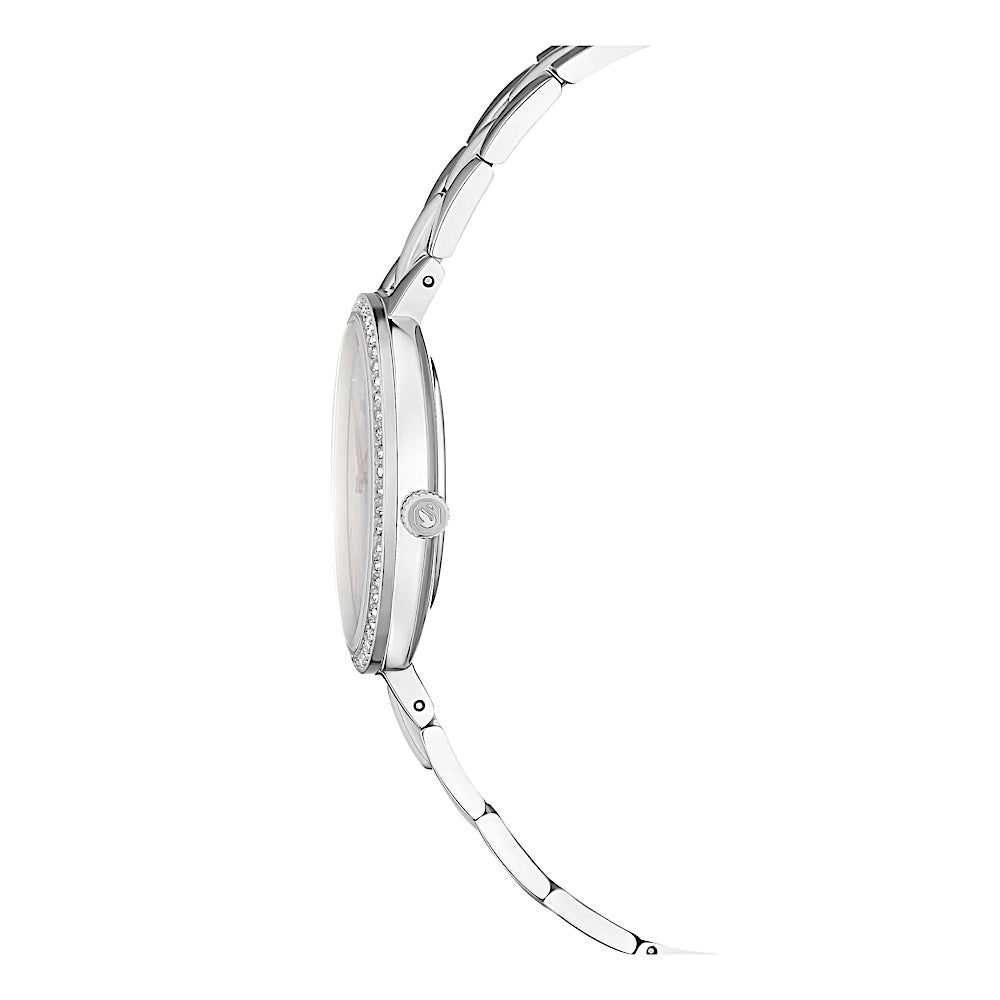 Reloj Cosmopolitan, Fabricado en Suiza, Brazalete de metal, Tono plateado, Acero inoxidable