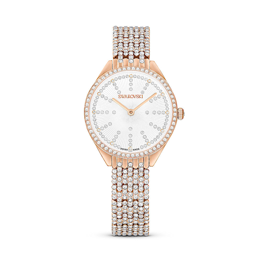 Reloj Attract, Fabricado en Suiza, Brazalete de metal, Tono oro rosa, Acabado tono oro rosa