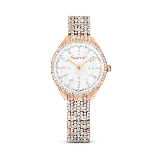 Reloj Attract, Fabricado en Suiza, Brazalete de metal, Tono oro rosa, Acabado tono oro rosa