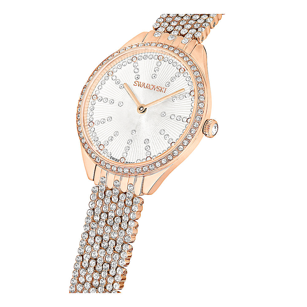 Reloj Attract, Fabricado en Suiza, Brazalete de metal, Tono oro rosa, Acabado tono oro rosa