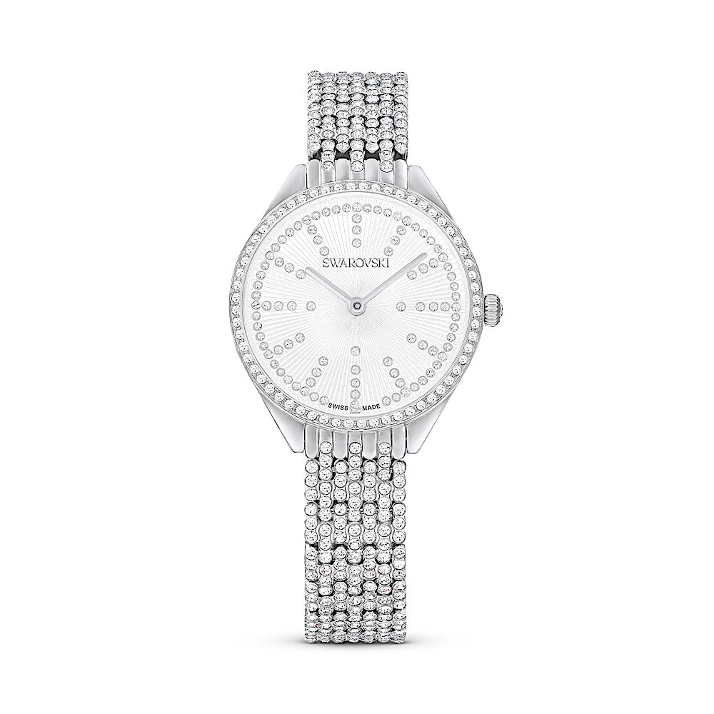 Reloj Attract, Fabricado en Suiza, Brazalete de metal, Tono plateado, Acero inoxidable