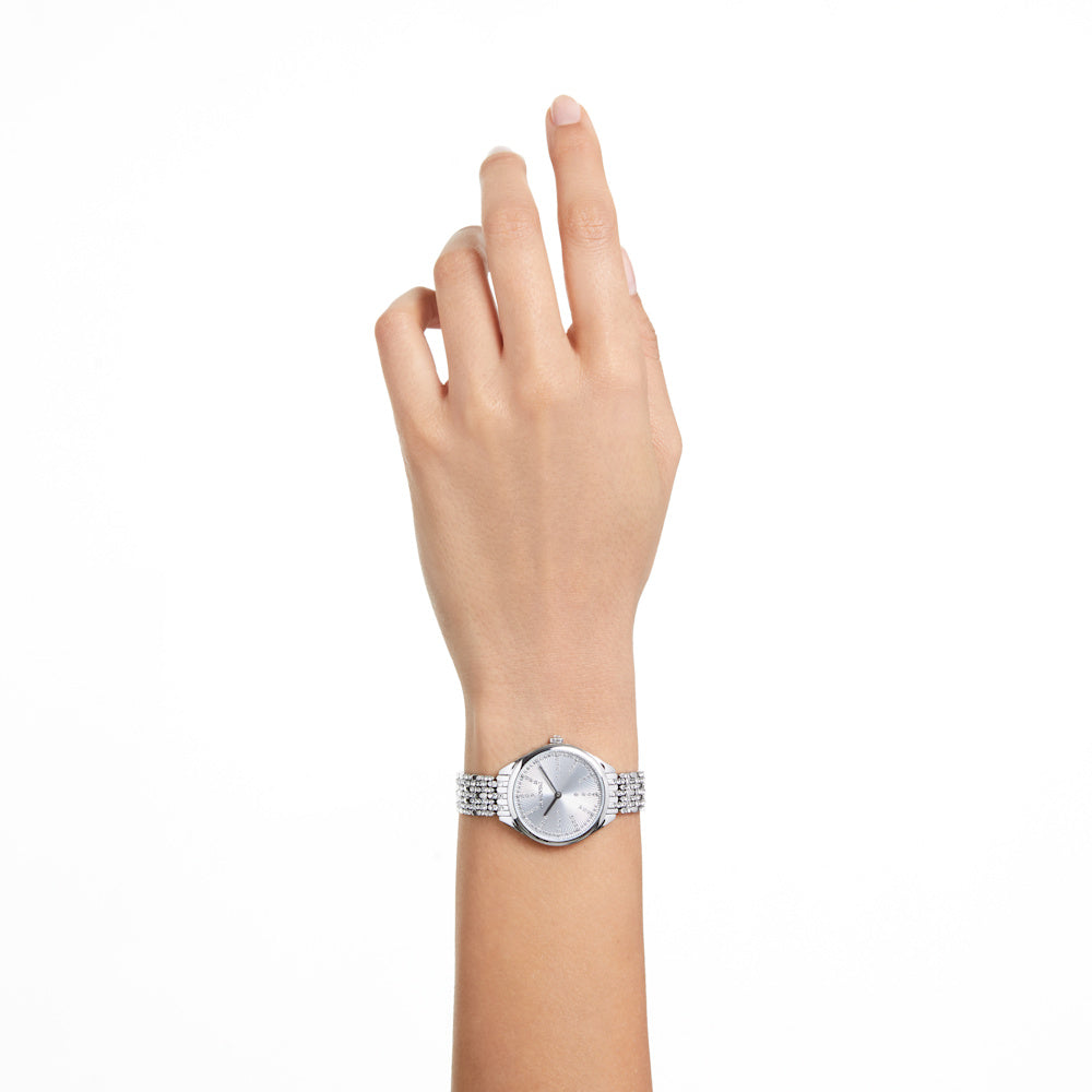 Reloj Attract, Fabricado en Suiza, Brazalete de metal, Tono plateado, Acero inoxidable