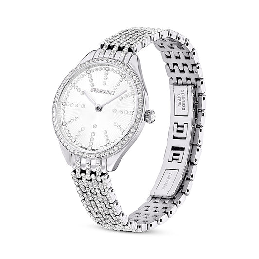 Reloj Attract, Fabricado en Suiza, Brazalete de metal, Tono plateado, Acero inoxidable