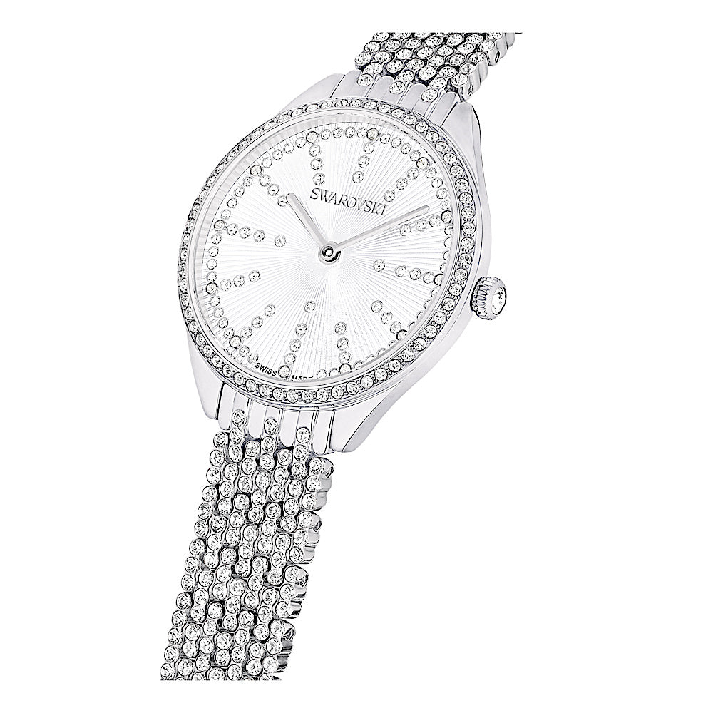 Reloj Attract, Fabricado en Suiza, Brazalete de metal, Tono plateado, Acero inoxidable