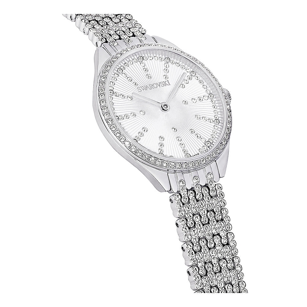 Reloj Attract, Fabricado en Suiza, Brazalete de metal, Tono plateado, Acero inoxidable
