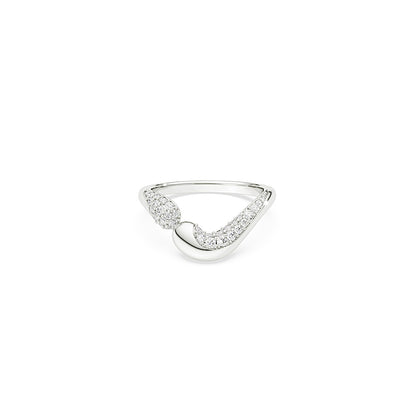 Anillo abierto Classica, Talla redonda, Blanco, Plata de ley