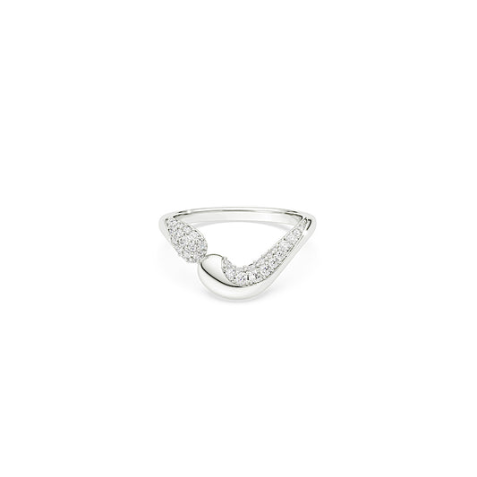 Anillo abierto Classica, Talla redonda, Blanco, Plata de ley