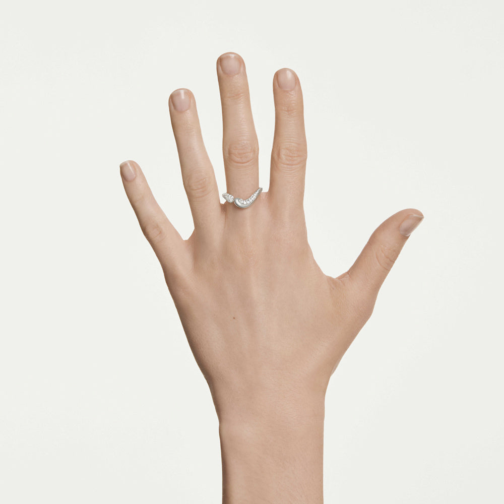 Anillo abierto Classica, Talla redonda, Blanco, Plata de ley